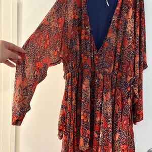 Free people Floral Red and Blue Maxi Dress